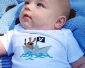 Pirate bunny embroidered baby onesie/bodysuit made to order