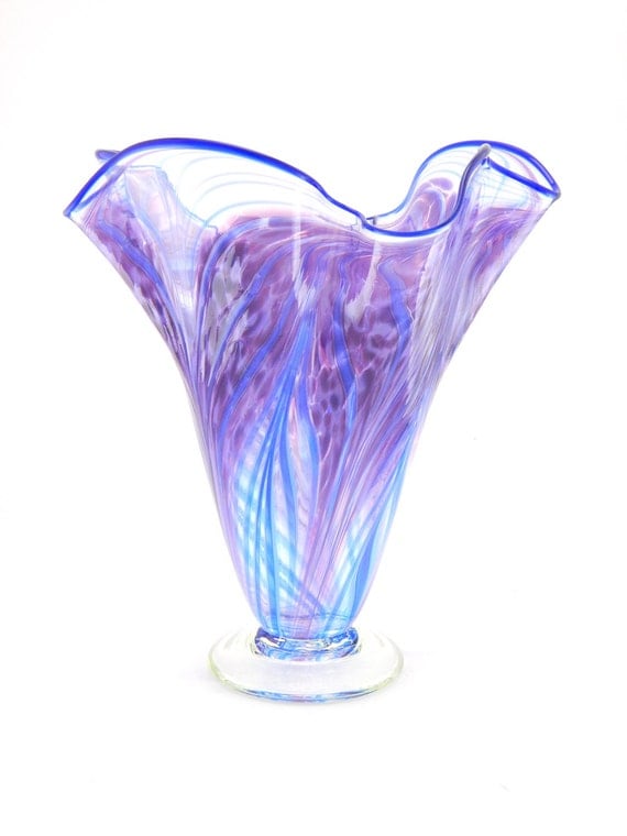 Hand Blown Art Glass Vase Purple Lavender And By Paradiseartglass