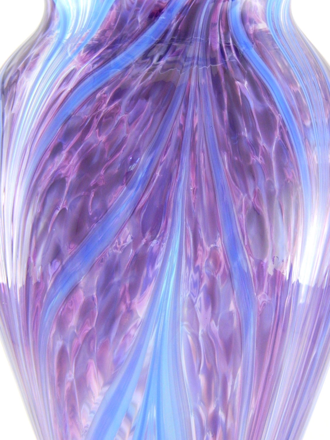 Hand Blown Art Glass Vase - Purple, Lavender, and Bright Blue