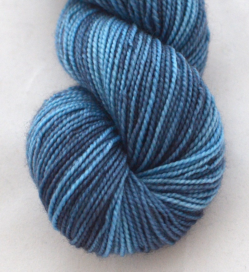 Fingering Weight, "Saxon Blue" Merino Wool Superwash Yarn, 4 oz, machine washable yarn
