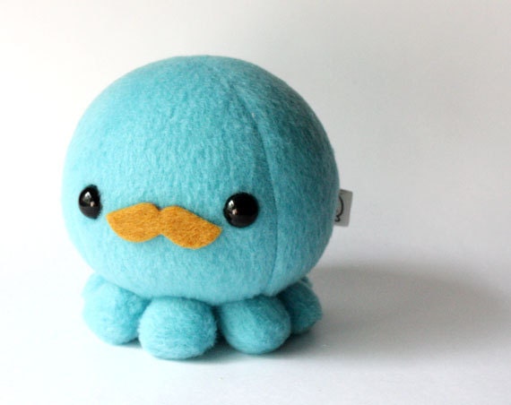Blue Octopus Plush with Moustache