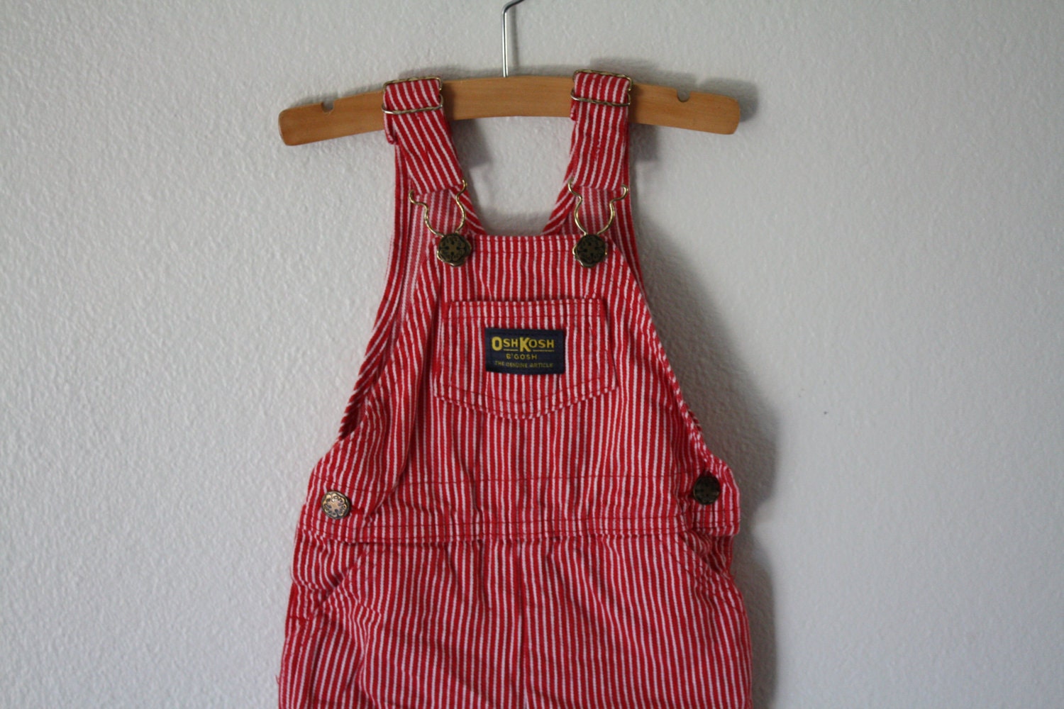 Red Striped OshKosh Overalls, Shortalls, 18 Months