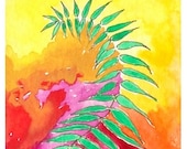 Dancing Ferns 3- Original ACEO Expressionist WaterColor painting
