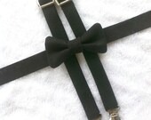 Ready to Ship - Black Suspenders and bow tie - boys photo prop - toddler boy prop - ring bearer
