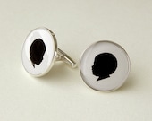 Father's Day Custom Sterling Cuff Links with your Child's Silhouette for Father or Grandfather