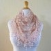 Womens scarf PEACH BEIGE with floral pattern and rich lace edge - scarflette shawl neckwarmer - Spring / Summer