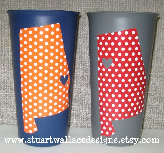 Alabama / Auburn tailgating tumblers - my heart belongs to .... personalized gift