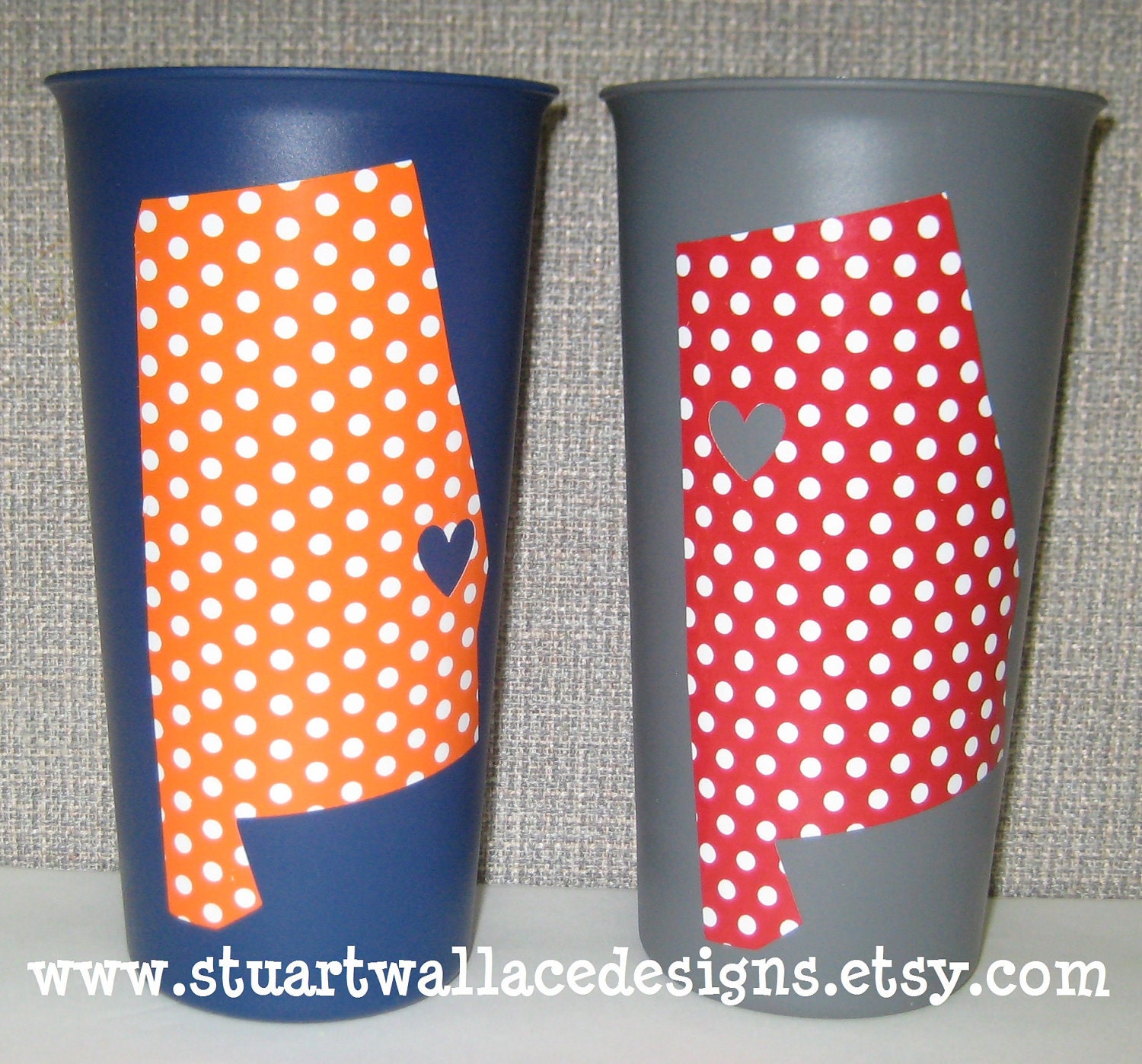 Alabama / Auburn tailgating tumblers - my heart belongs to .... personalized gift