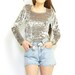 90s SiLVER CRUSHED VELVET TOP