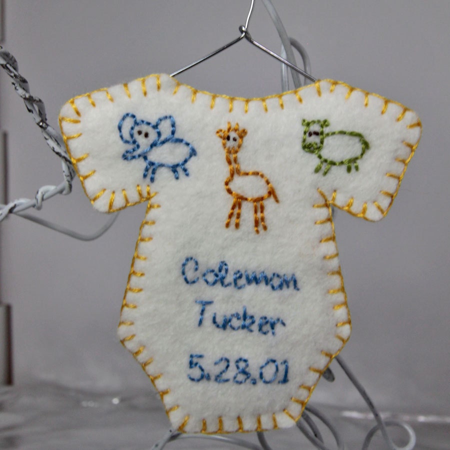 Personalized onesie ornament - Jungle Animals - room decor, keepsake
