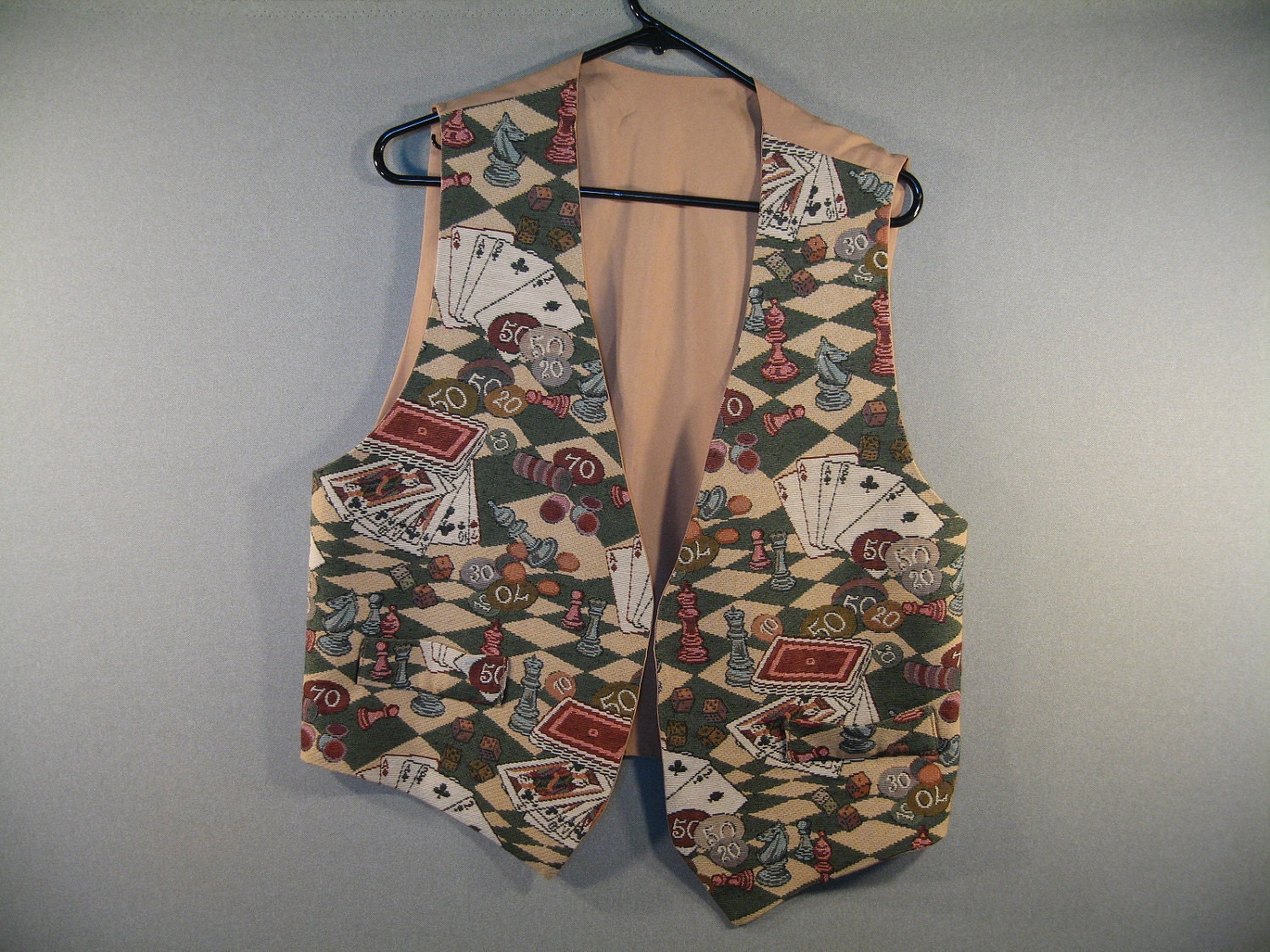 Vintage Handmade Vest Men Womens Gaming Poker Chess Fashion Accessories Clothing --  Free Priority Shipping Included