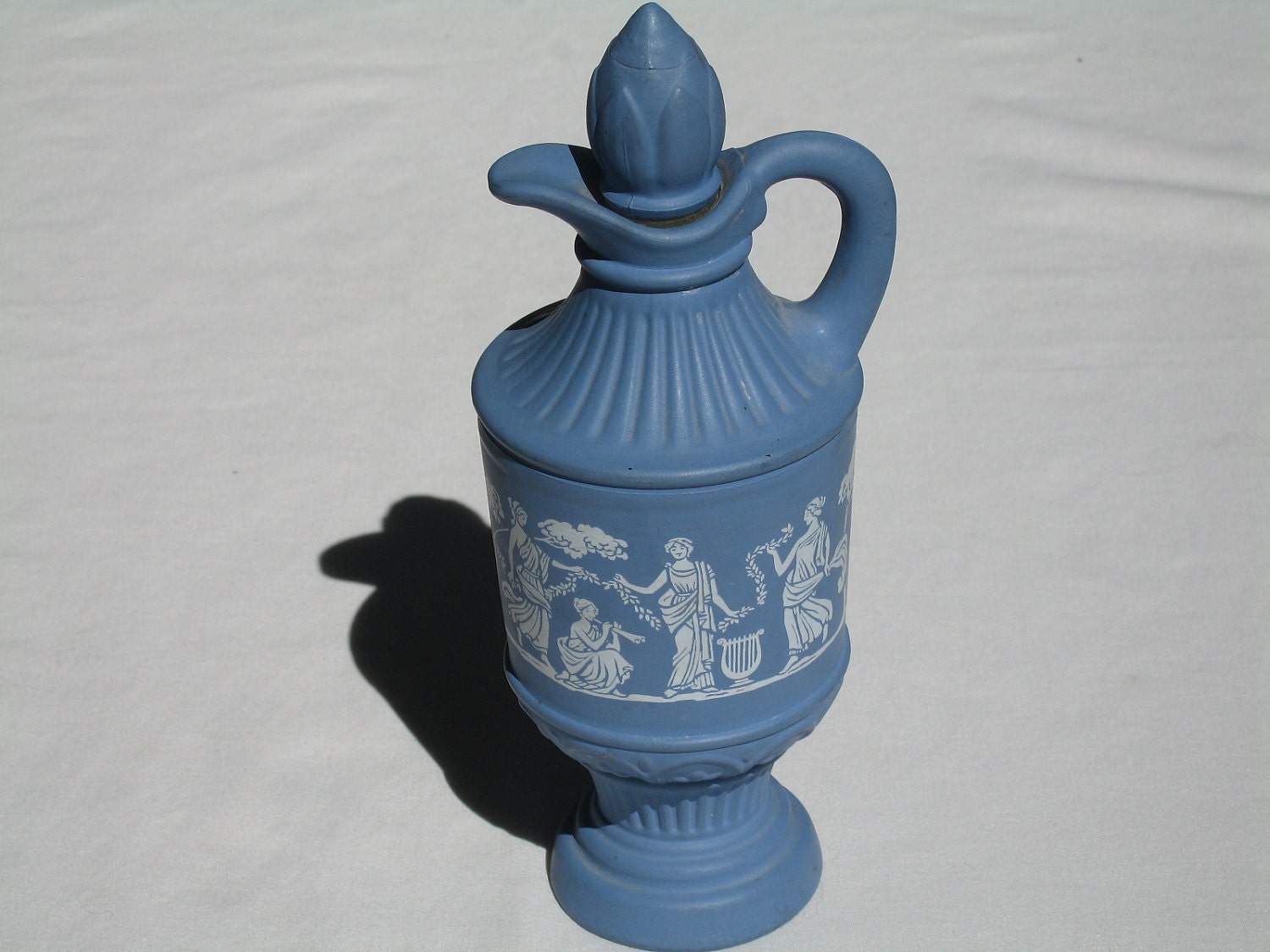 Vintage Avon Wedgewood Bath Oil Bottle Bird Of Paradise Art Glass Home Decor Collectible Accessories -- Free Priority Shipping Included