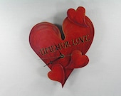 Hand Made Wall Clock Hearts Handpainted by Beth Baker Valentines Day Love Heart Home Decor -- Free Priority Shipping Included