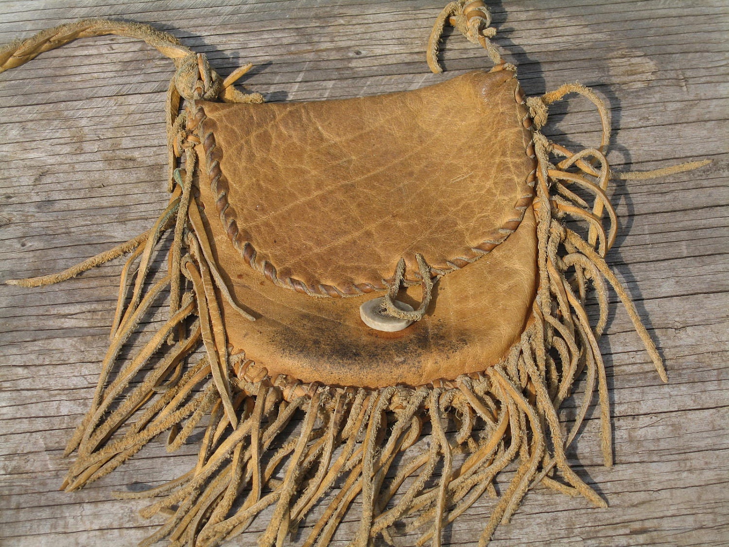 Vintage Leather Fringed Purse Womens Fashion Accessories Hippie Chick Gift, Free Priority Shipping Included