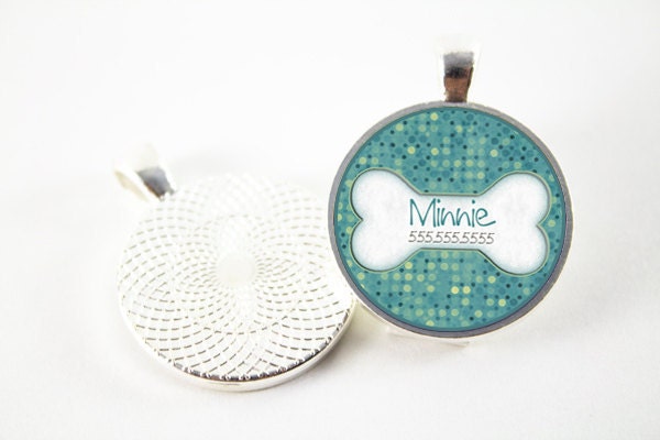 Blue Polka Dots Unique Pet ID Tag