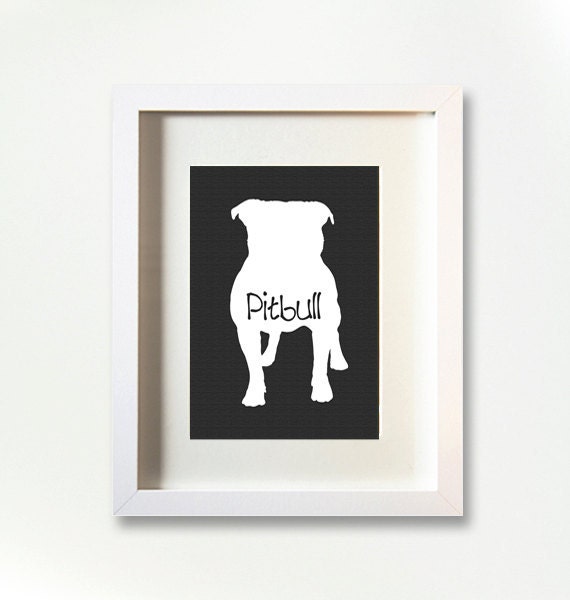 Pitbull Dog Print Modern Design Silhouette