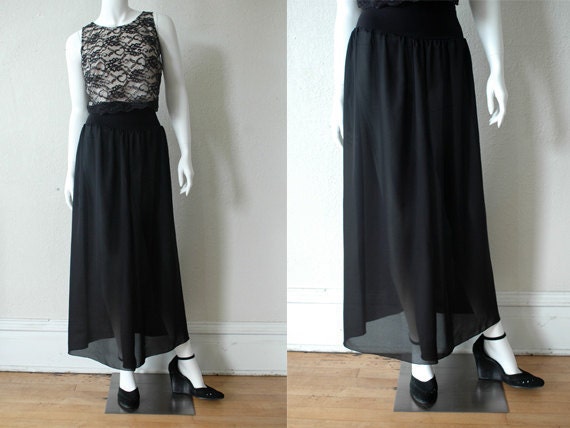80's sheer palazzo pants / high waist pants / wide leg pants / goth pants