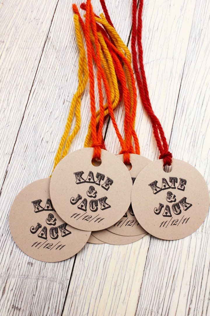 ECO Wedding Kraft Favor Tags // Personalized Gift Tags // Choose Your Yarn Colors