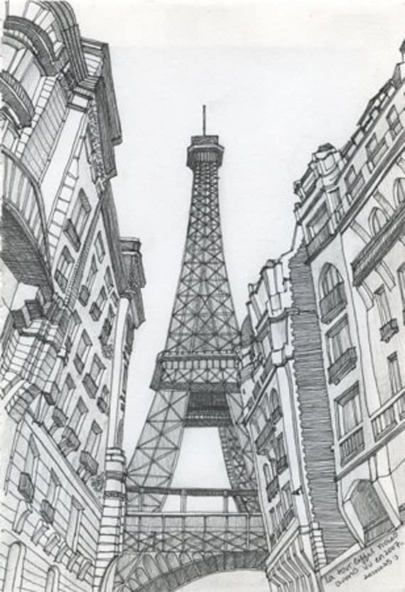 Eiffel Tower Ink Sketch