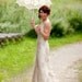 Dreamy Champagne Lace & Silk Wedding Dress with Swarovski hand beading
