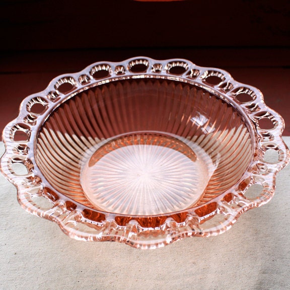Items Similar To Vintage Pink Depression Glass Bowl On Etsy