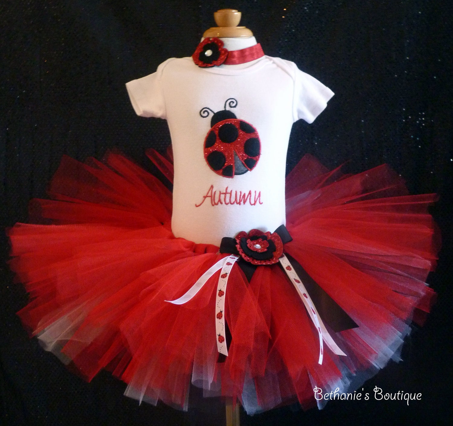 Red Ladybug Tutu Set. Red Sparkle. Customize any way you'd like.