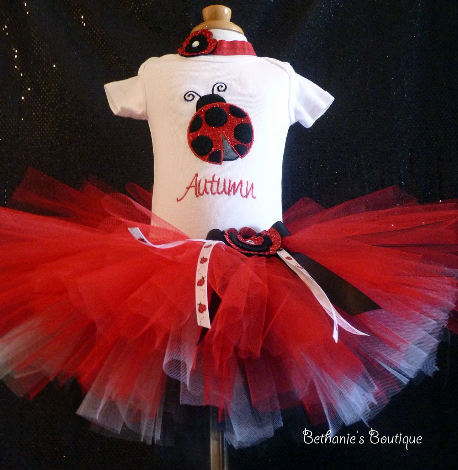 Red Ladybug Tutu Set. Red Sparkle. Customize any way you'd like.