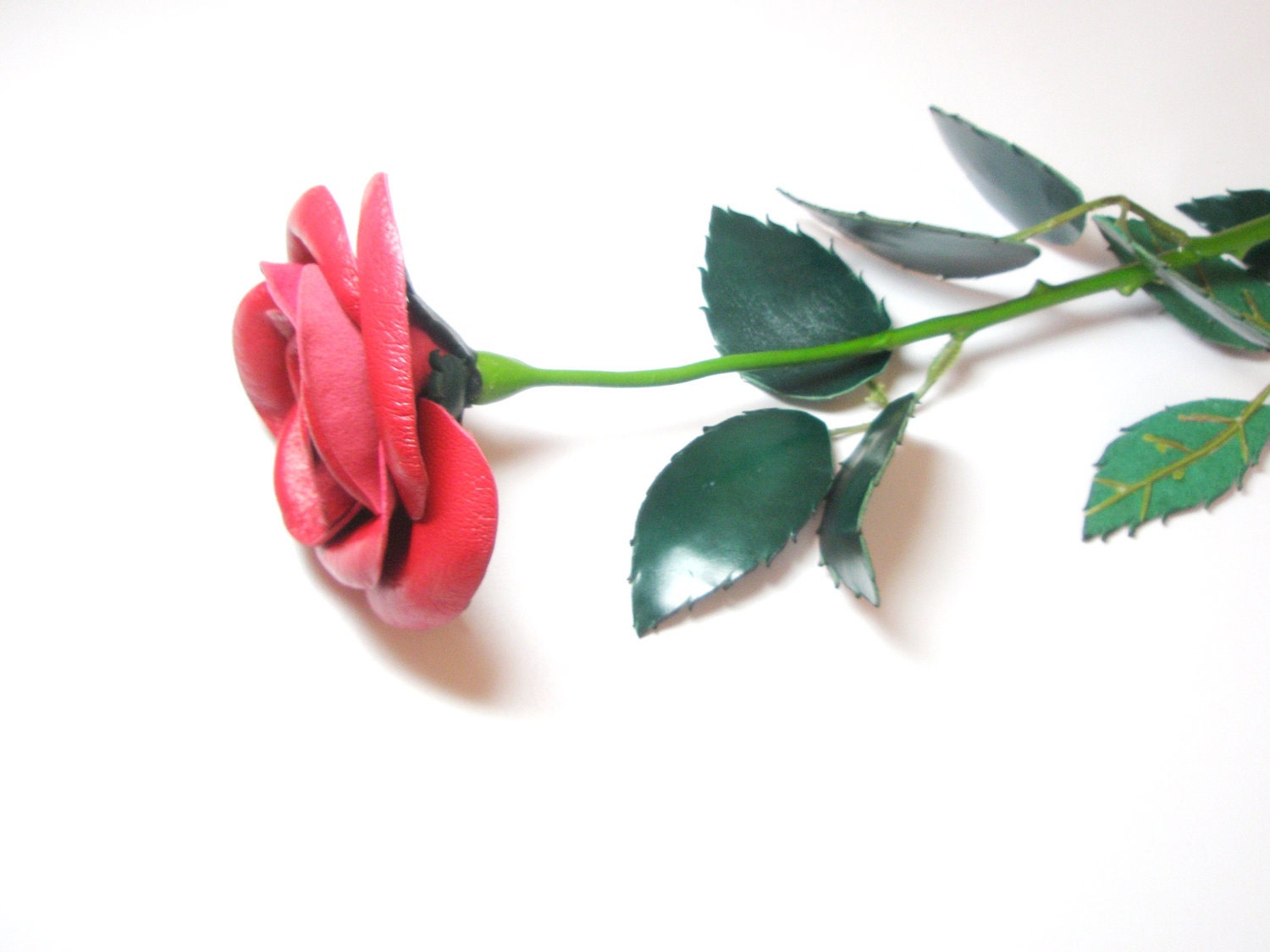 Buy 3rd anniversary gifts - Classic Red Rose  Single Stem  Flower Leather  bouquet  Wedding 3rd Anniversary Gift Long Stem Flower Valentines Day