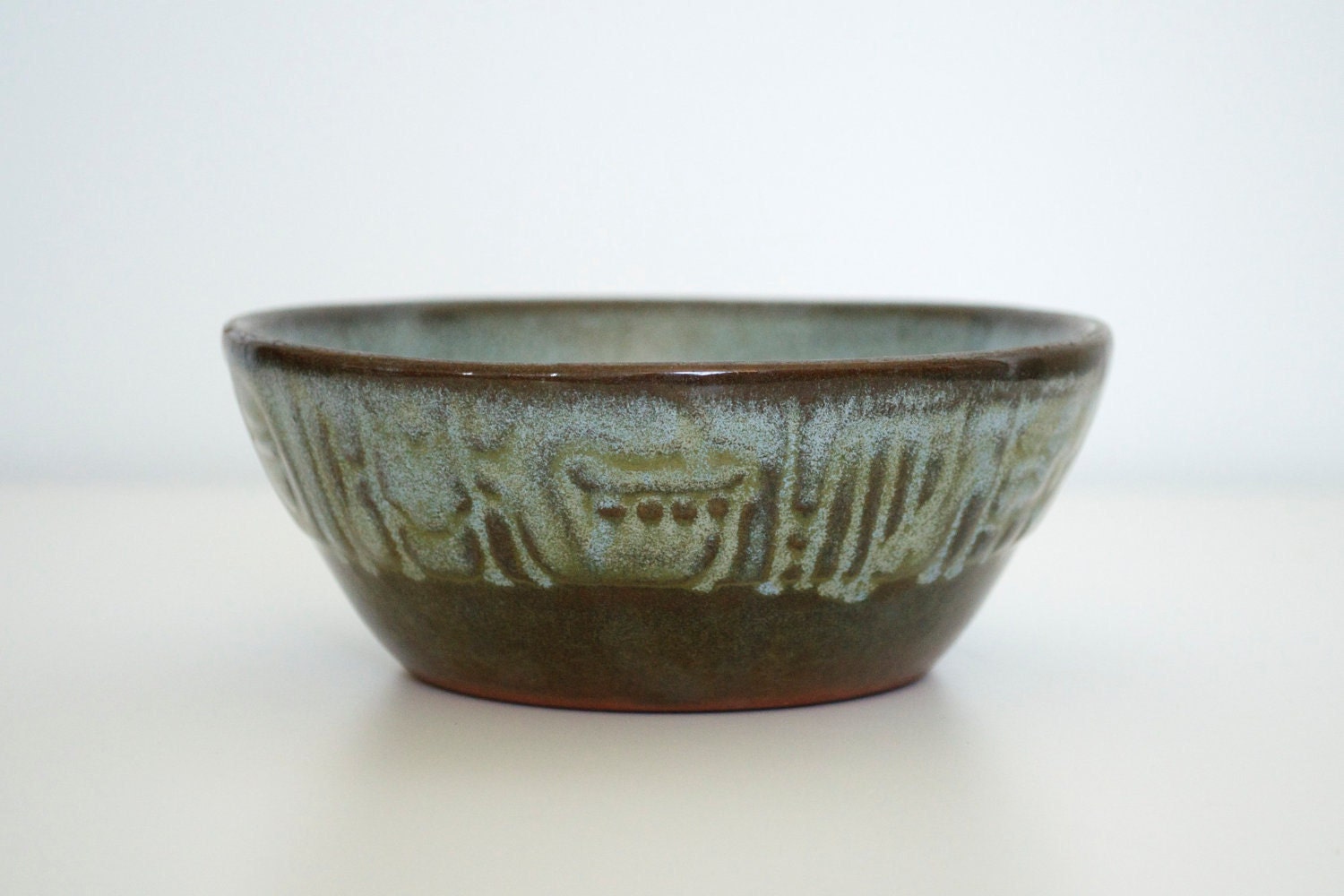 Ceramic bowl Mayan-Aztec Frankoma Pottery, 1940s