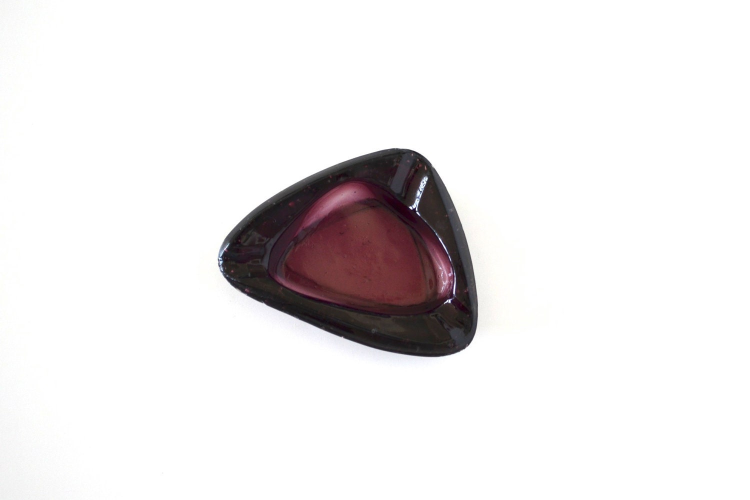 Glass ashtray atomic triangle purple