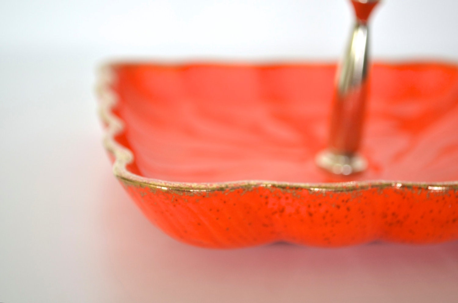 Serving platter California Potter tray bright orange with gold