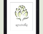 Artichoke Vegetable Food Poster Typography Word Art Kitchen Wall Art 8x10 Watercolor Artichoke Modern Poster Wall Decor Premium Print