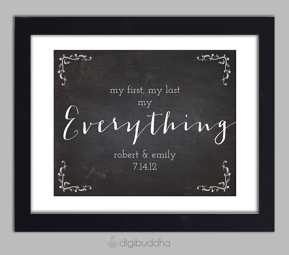 Couples Art Print Personalized My First My Last My Everything Couples Poster Anniversary Wedding Poster 8x10 Customized Premium Print