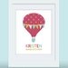 Balloon Personalized Name Wall Art Print Poster Nursery Decor 8x10 Baby Name Poster Print Hot Air Balloon - Kristen Style