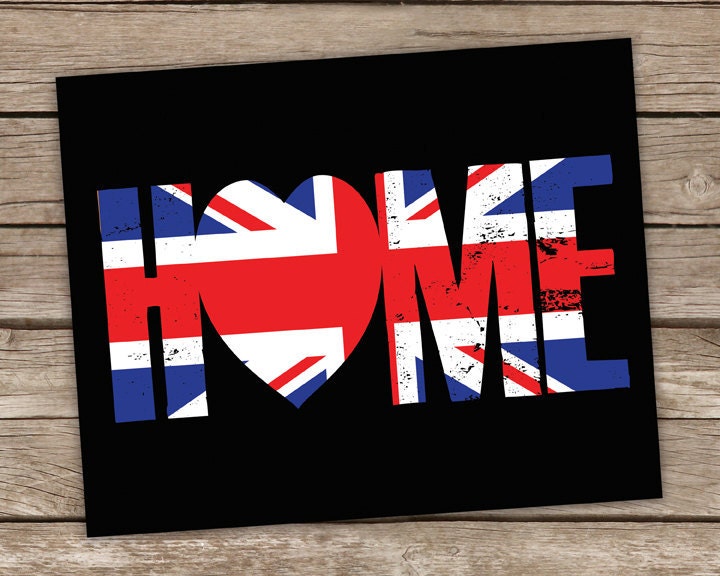 UK Home Flag Print United Kingdom Union Flag Poster Typography Union Jack Home Decor 8x10 Digital Premium Print