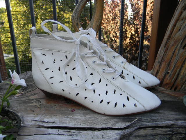 Reserved for Vivian--- Super Cute 80's Pixie Ankle Boots w/ Geometric Cut Outs