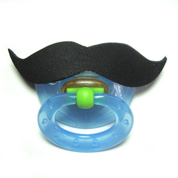 Black Mustache pacifier 0 to 6 months by babestograndmas on Etsy