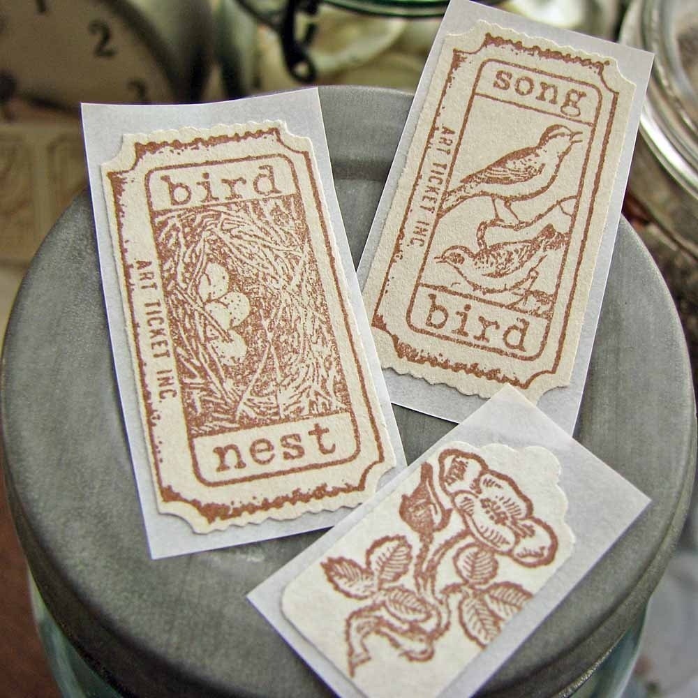 Raffle Ticket Stickers- Birds and Blossoms