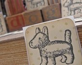 Vintage Inspired Stickers- Pup and Polka Dots in Holiday Colors