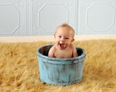 NEW NEW New...LARGER "Newborn Prop Bucket"  Round Bucket with Dark Stain. Painted with your choice of Color