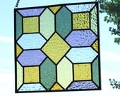 Victorian Reproduction Geometric Design Stained Glass  Window