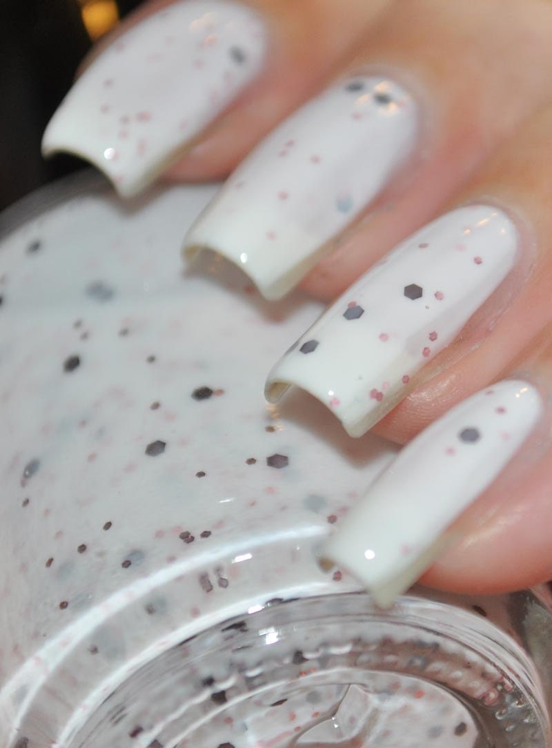 Belle Pink and Brown Glitter in White Nail Polish 15ml (.5oz)