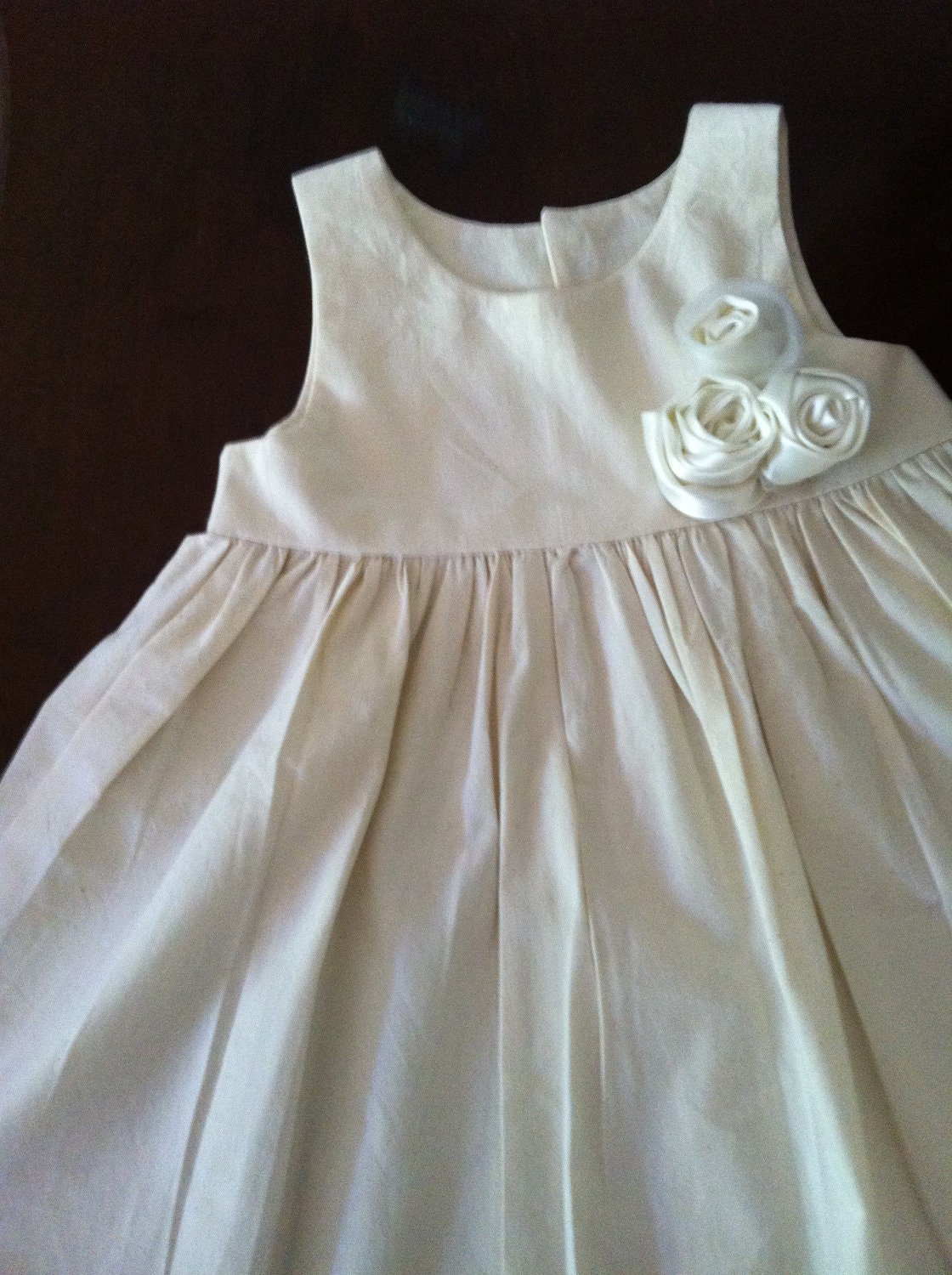 Flower girl dress .. with ROSES and SATIN handmade