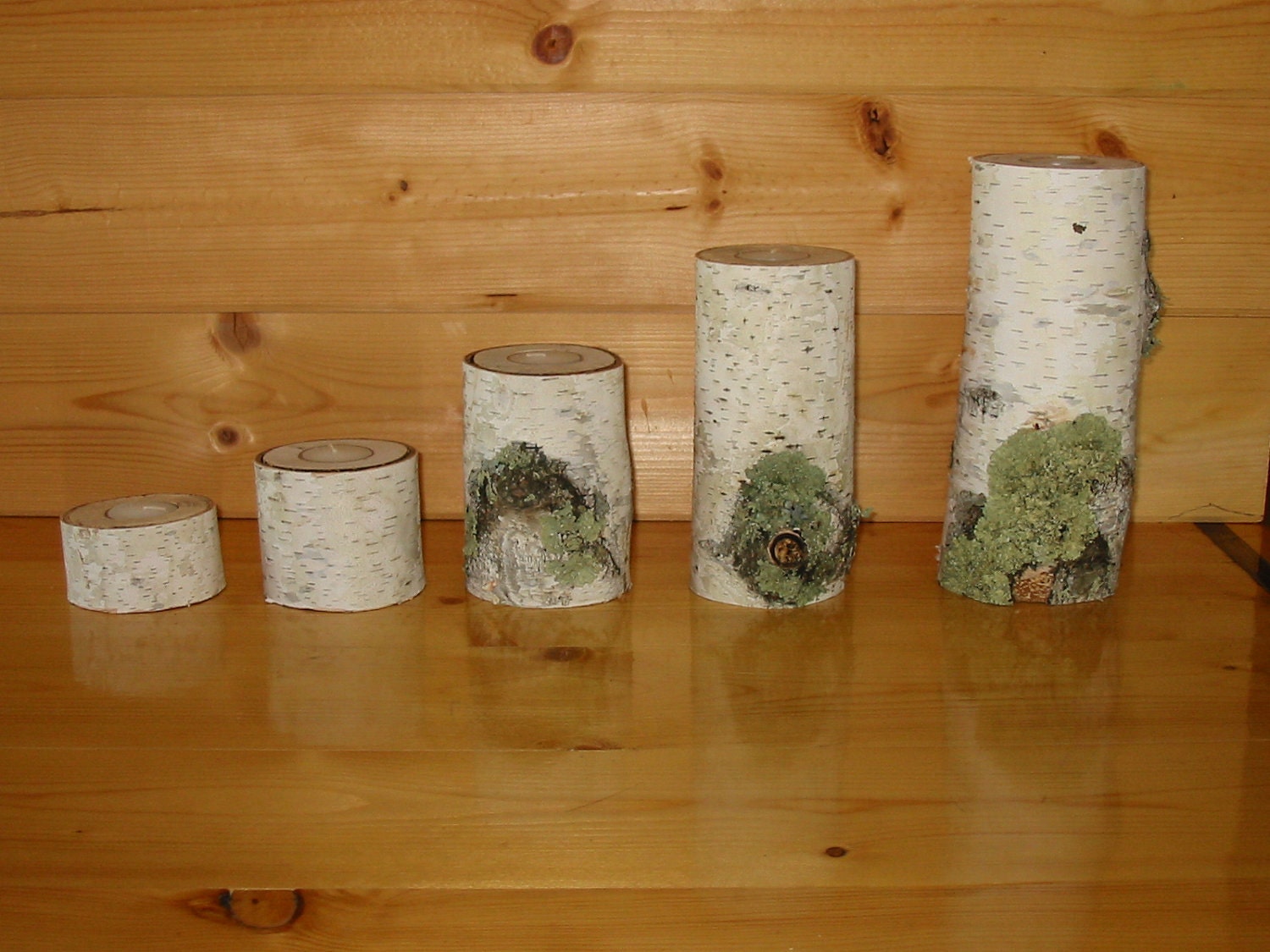 Birch Tea Light Candle Holders - Set of 5, Shabby Chic, Rustic, Wedding Decor, center piece, wedding, candle