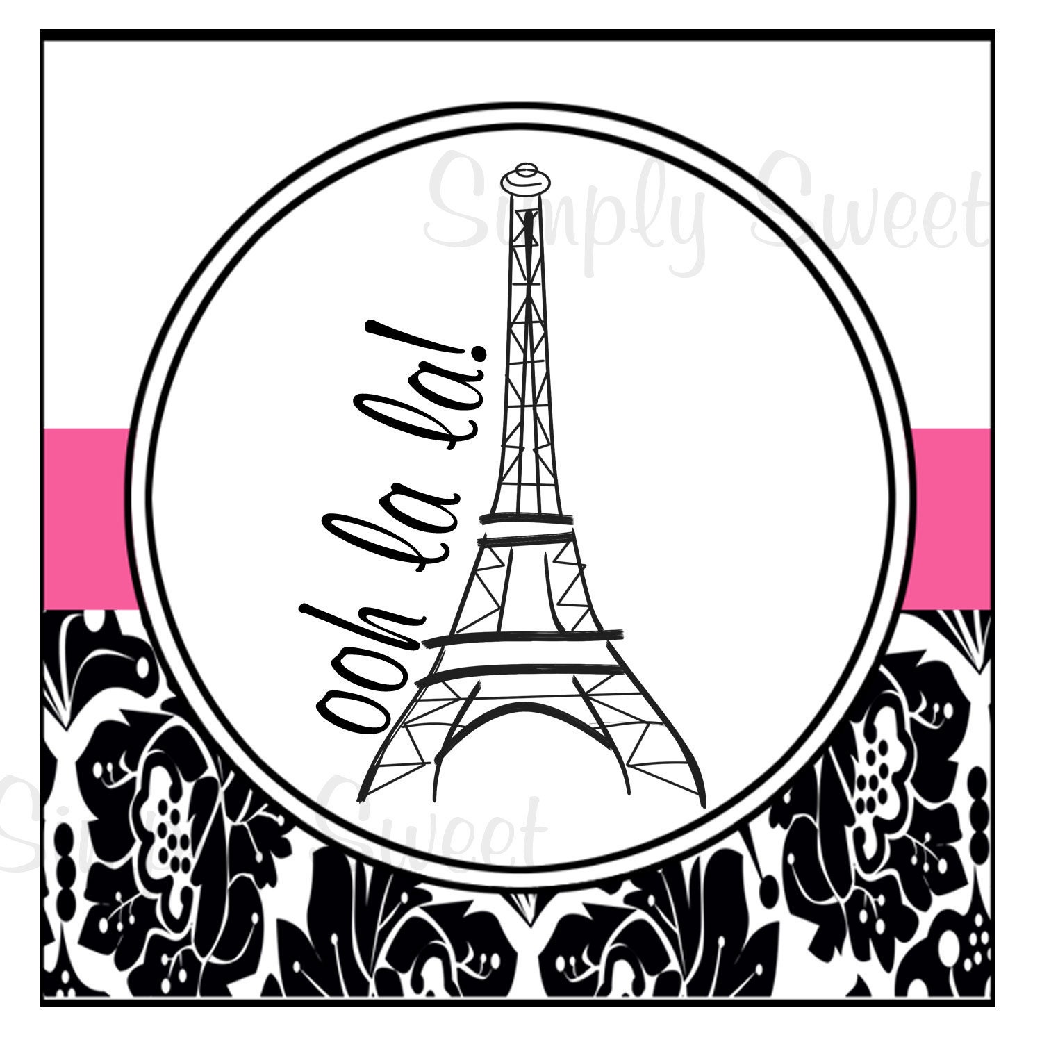 20 Paris Glamour Party 2 inch Stickers perfect for birthday party favors and decor. Il_170x135