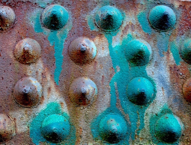 Industrial Art Photography - iron rivets corrosion texture wall art decor "Riveting Again" / custom sizes and canvas wraps available