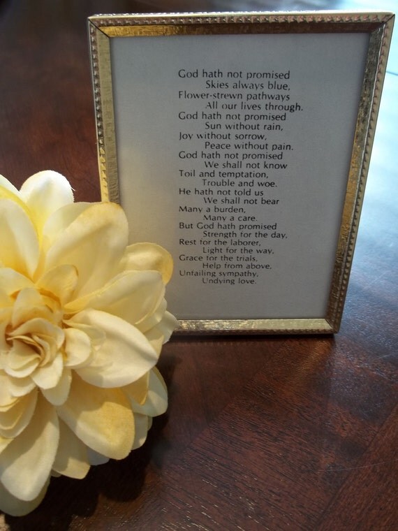 God Hath Not Promised...Vintage Framed Poem by SuzyQsVintageShop