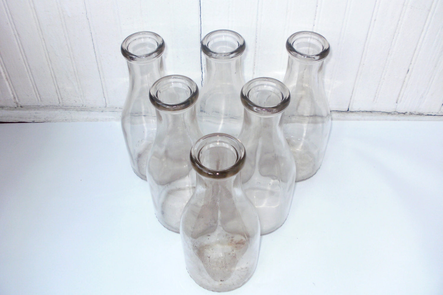 6 Vintage Glass Quart Milk Bottles by StartTalkingVintage on Etsy