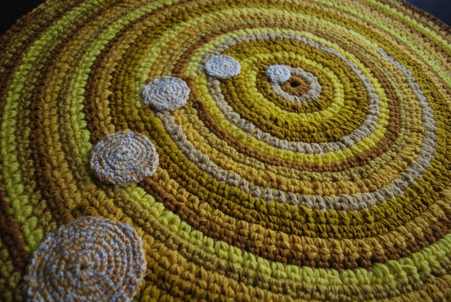 Gold and yellow handmade circle rug
