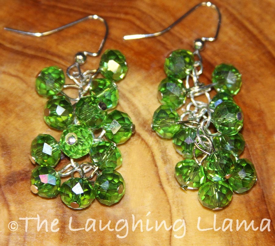 Green Cluster Dangle Earrings
